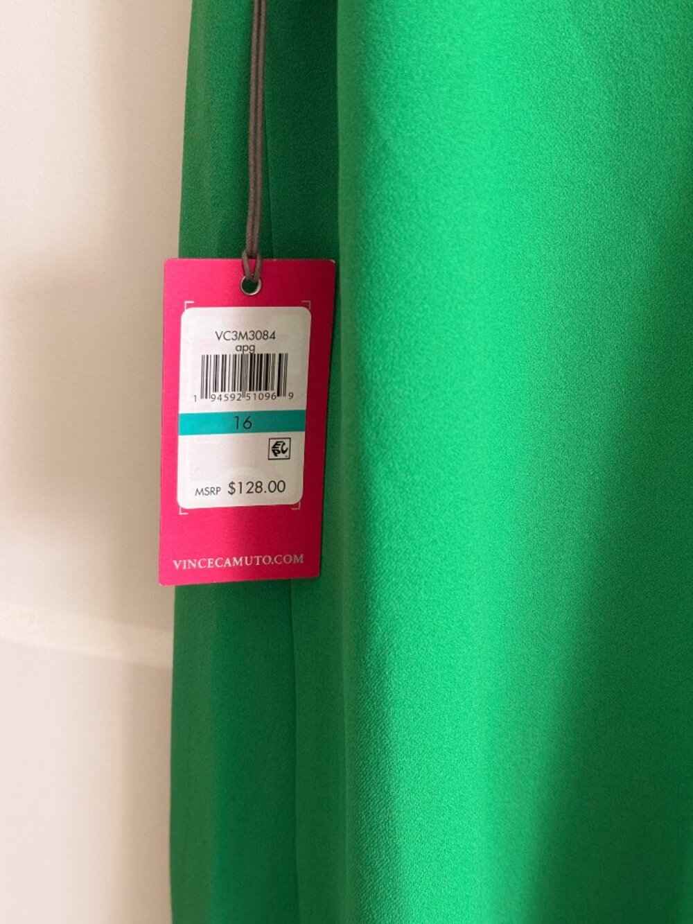 NWT Vince Camuto Emerald Green Flutter Sleeve Sheath Dress Size 16 - Picture 3 of 3